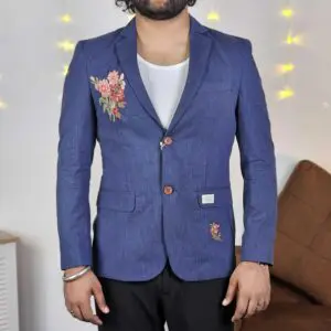 Mr Bowerbird Casual Lapel Collar Floral Blue Blazers for Men