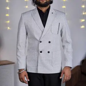 MR Button Casual + Formal Lapel Collar Solid Grey Blazers for Men