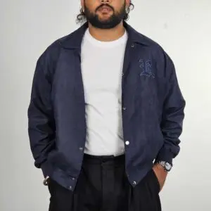 Roadster Casual Lapel Collar Navy Blue Bomber Jacket for Men