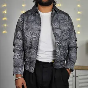 Snitch Casual Spread Collar Black & White Tailored Jacket for Men