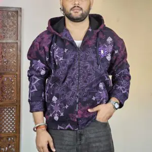 The Souled Store: Mandala Casual Hood Floral Purple Tailored Jacket for Men