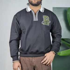 Roadster The Life Co. Relaxed Fit Contrast Mock Collar Sweatshirt For Men