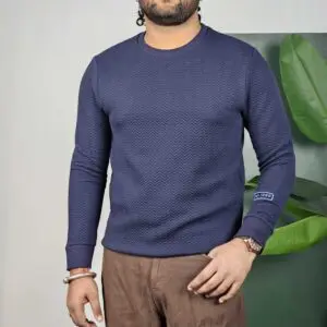 Mufti Round Neck Textured Sweatshirt For Men