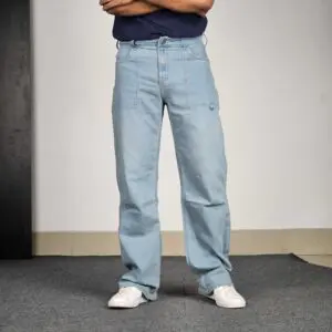 glitchez Mid-Rise Light Fade Baggy Fit Jeans For Men