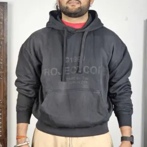 Jack & Jones Hooded Neck Printed Black Hoodie for Men