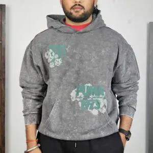 Puma Hooded Neck Printed Grey & Green Hoodie for Men