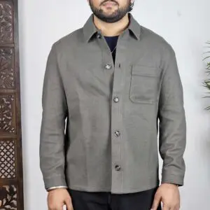 MANGO MAN Spread Collar Regular Fit Fleece Shacket For Men