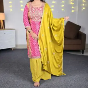 Libas Printed Chinon Straight Suit Set With Dupatta For Women