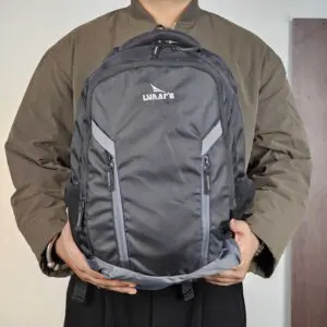 Lunar's Bingo  Casual Colour Blocked Black+Grey Polyester 48L Water Resistant Backpack With 1 Year Warranty