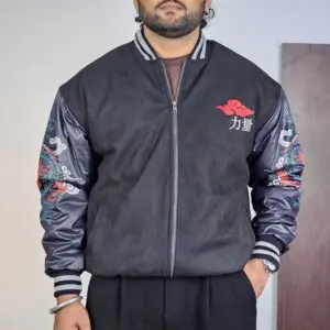 The Souled Store Sports Mock Collar Black Bomber Jacket for Men