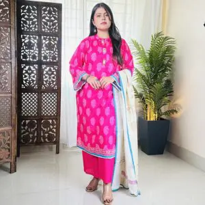 Anouk Ethnic Motifs Printed Pure Cotton Kurta with Palazzo & Dupatta For Women