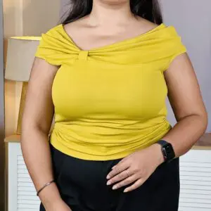 glitchez Cowl Neck Extended Sleeves Fitted Top For Women