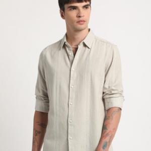 THE BEAR HOUSE Slim Fit Cotton Casual Shirt For Men