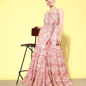 QUIERO Printed Waist Tie-Ups Basic Jumpsuit For Women