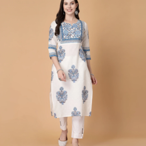 God Bless Floral Print Pure Cotton Straight Kurta For Women
