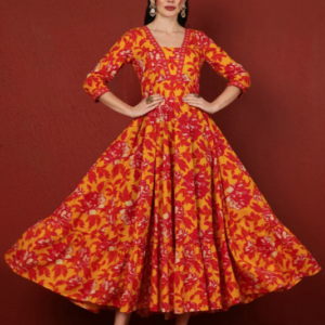 Sa Rasa Printed Pure Cotton Anarkali Kurta For Women