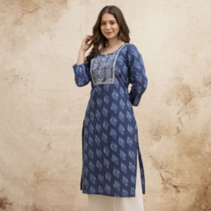 Surhi Embroidered Cotton Blend Straight Kurta For Women