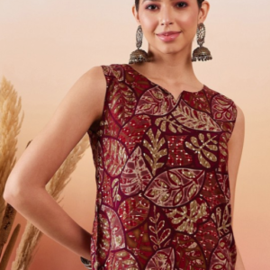 InWeave Floral Print Notch Neck Top For Women