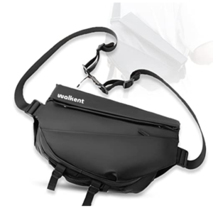 Walkent Everyday Carry Solid Black Leather Crossbody/Sling Bag for Men