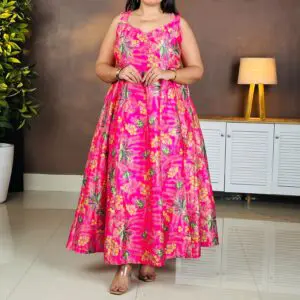 Shae by SASSAFRAS Floral Printed Pleated Anarkali Kurta For Women