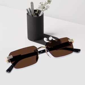 Dervin Rectangular Rimless Sunglasses for Men and Women