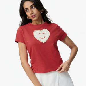 The Souled Store S.W.Smiley: Heart Wink Streetwear T-Shirt For Women