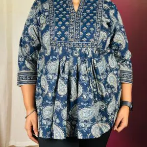 Arayna Pure Cotton Paisley Printed Tunic Top For Women