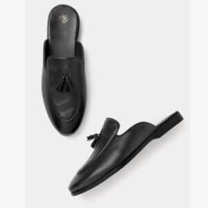 House Of Pataudi Ethinic Black Mules for Men