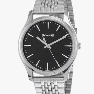 Sonata NS77082SM01 Quartz Analog Stainless Steel Strap Watch for Men