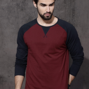 Roadster Casual Round Neck Maroon T-Shirt for Men