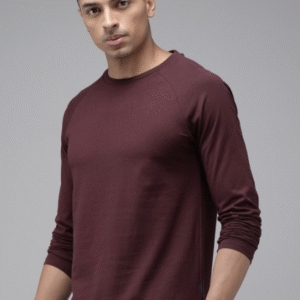 Roadtser Casual Round Neck Maroon T-Shirt for Men