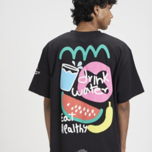 Urban Monkey Casual Round Neck Black T-Shirt for Men