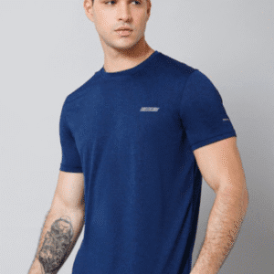 Cantabil Sports Round Neck Blue T-Shirt for Men