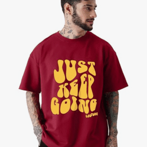 Leotude Casual Round Neck Maroon T-Shirt for Men