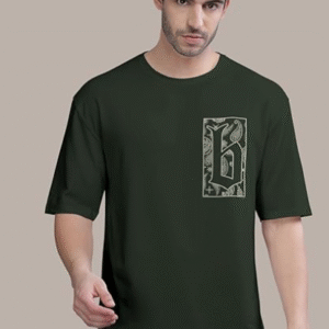 Bullmer Casual Round Green T-Shirt for Men