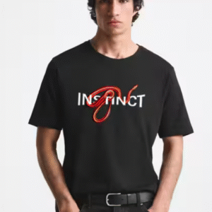 MISCHIEF MONKEY Casual Round Neck Black T-Shirt for Men