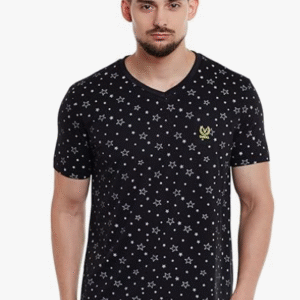 Vimal Jonney Casual Round Neck Black T-Shirt for Men