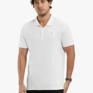 Jockey Casual Polo Collar White T-Shirt for Men