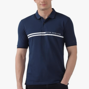 Peter England Casual Casual Polo Collar Blue T-Shirt for Men