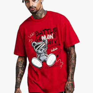 Leotude Casual Round Neck Red T-Shirt for Men