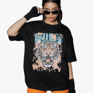 Leotude Casual Round Neck Black T-Shirt for Women