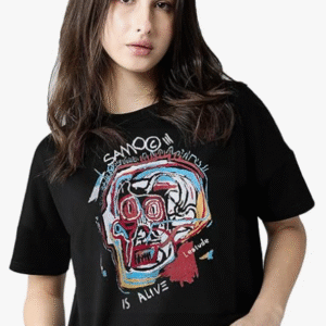 Leotude Casual Round Neck Black T-Shirt for Women