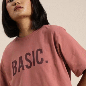 DILLINGER Casual Round Neck Dark Peach T-Shirt For Women