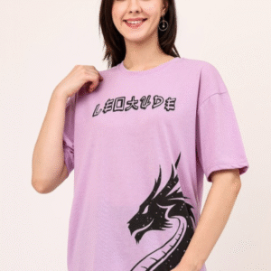 Leotude Casual Round Neck Lavendar T-Shirt for Women