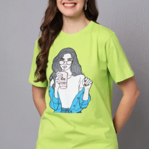 The Dry State Casual Round Neck Neon Green T-Shirt for Women