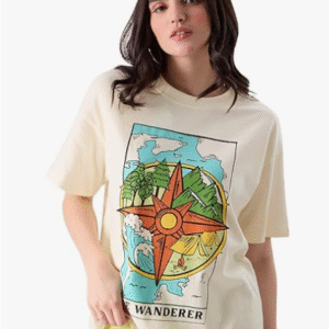 The Souled Store Casual Round Neck Cream T-Shirt for Women