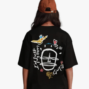 Juneberry Casual Round Neck Black T-Shirt for Women