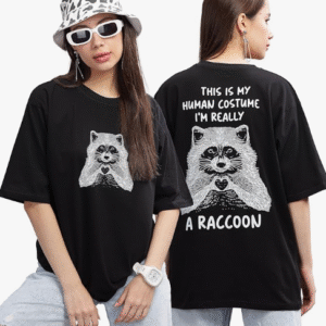 Kyda Casual Round Neck Black T-Shirt for Women