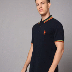 US POLO ASSN. Casual Polo Collar Black T-Shirt for Men
