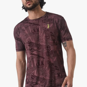 Campus Sutra Round Neck Maroon T-Shirt for Men